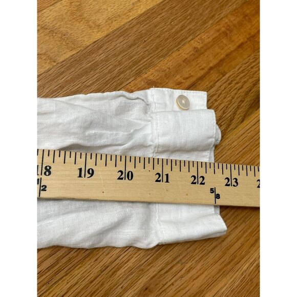 J. Jill Love Linen Essential Women's Shirt Button Up Long Sleeve Beach M White - Picture 4 of 9